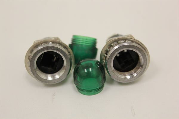 (2) VINTAGE SYLVANIA PILOT LIGHTS GREEN DOME 110/120V CLEAN