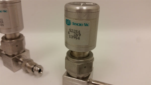 3 NUPRO HIGH PURITY BELLOWS SEALED VALVE WITH SYNCRO VAC ACTUATOR 52072 520254