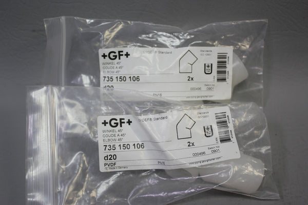 4 NEW GF PVDF SYGEF CORROSION RESISTANT 20mm SOCKET-FUSION UNION ELBOW 735150106