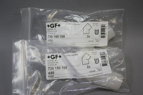 4 NEW GF PVDF SYGEF CORROSION RESISTANT 20mm SOCKET-FUSION UNION ELBOW 735150106