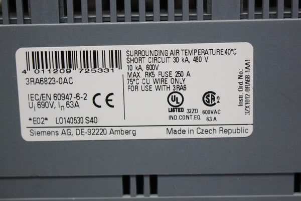 UNUSED SIEMENS EXPANSION BLOCK MODULE 3RA6823-0AC