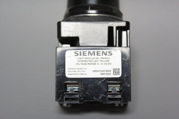 SIEMENS BLACK MAX YELLOW AMBER PILOT LIGHT 52BL4C2 W/ 52AAIL4