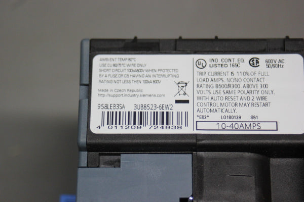 NEW SIEMENS SOLID STATE OVERLOAD RELAY 3UB8523-6EW2 958LEB3SA