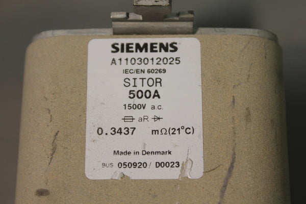 SIEMENS 500A SITOR SEMICONDUCTOR FUSE A1103012025