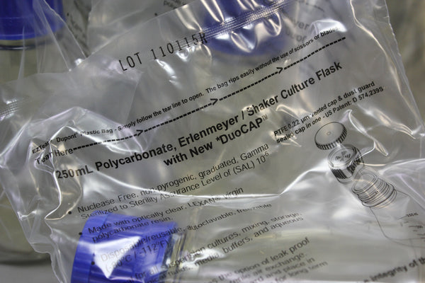 6 GREINER 250mL PC Graduated Erlenmeyer Shaker Flask w/ DuoCap