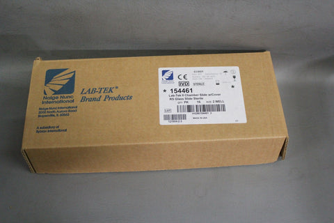 BOX OF 16 NEW NALGE NUNC LAB-TEK II 2 WELL CHAMBER SLIDE W/COVER  154461