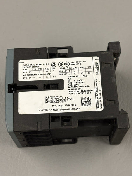 UNUSED SIEMENS POWER CONTACTOR 3RT2018-1AK61