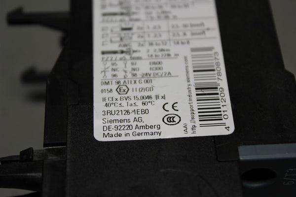 UNUSED SIEMENS SIRUIS THERMAL OVERLOAD RELAY 3RU2126-1EB0