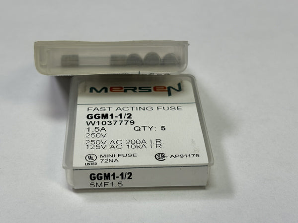 Lot of 10 Mersen GGM1-1/2 Fast Acting Miniature Fuse Glass Body 10 Amp 250 1.5A