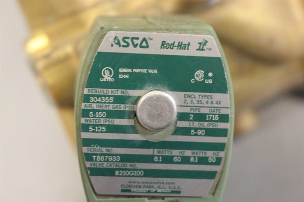 UNUSED ASCO RED HAT SOLENOID VALVE 8210G100