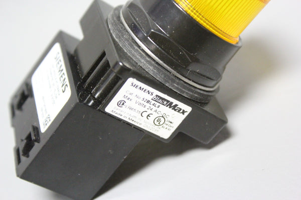 SIEMENS BLACK MAX YELLOW AMBER PILOT LIGHT 52BL4C2 W/ 52AAIL4