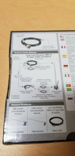 Trendnet Low Loss Reverse SMA to N-TypeWireless Antenna Extender  2 Meter Cable 
