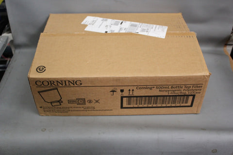 NEW CASE OF 12 CORNING 500ml POLYSTYRENE BOTTLE TOP FILTER 430049