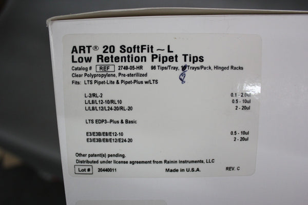 768 NEW RAININ ART 20 SOFTFIT ~L LOW RETENTION PIPET PIPEETE TIPS 2749-05-HR