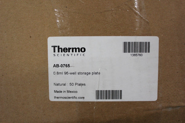 NEW CASE OF 50 THERMO SCIENTIFIC 0.8ml 96-WELL STORAGE PLATE AB-0765