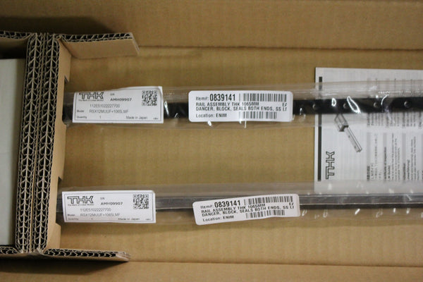 NEW PAIR OF THK LINEAR MOTION RAILS W/ BEARING BLOCKS RSX12MUUF+1065LMF 1065MM