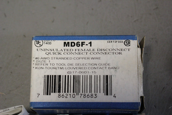 NEW THOMAS & BETTS MD6F-1 UNINSULATED FEMALE DISCONNECT PIGTAIL  LOT OF 13