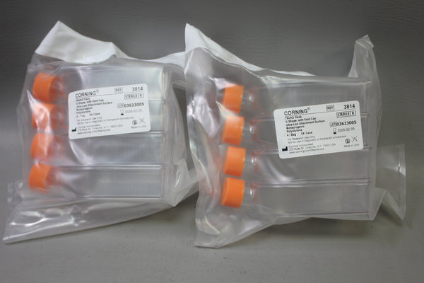 8- Corning Culture Flask 75 cm2 Vent Cap U Shaped Polystyrene 3814