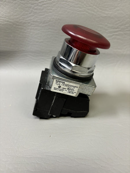 UNUSED SIEMENS ILLUMINATED PUSH BUTTON SWITCH RED MUSHROOM 52AAF 52pp2erabx693