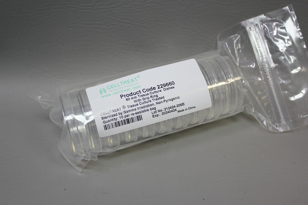 CELLTREAT 60mm Tissue Culture Dish w/Grip Ring  500/Case  Sterile #229660