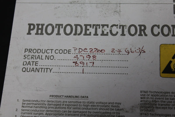 BT&D TECHNOLOGIES PHOTODETECTOR HIGH SPEED RECEIVER EVALUATION BOARD W/ PDC 2200