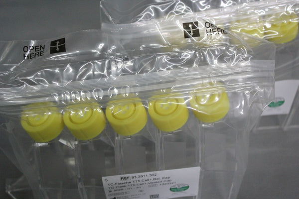 2 NEW PACKS (5 EACH) SARSTEDT TC CELL CULTURE  FLASKS T75 VENTED CAP 83.3911.302