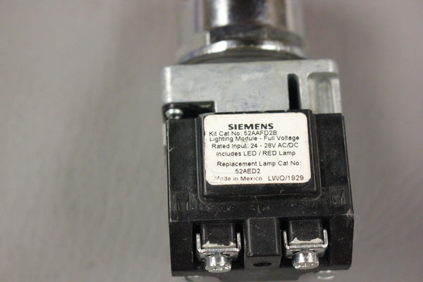 UNUSED SIEMENS RED MUISHROOM HEAD ILLUMINATED PUSHBUTTON 52PR8DRAB