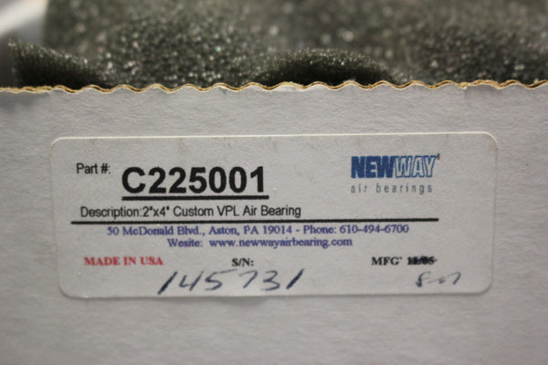 NEW WAY CUSTOM 2'' x 4'' FLAT RECTANGULAR AIR BEARING P/N: 145731