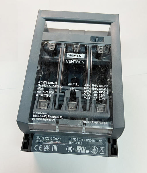SIEMENS 3NP1123-1CA20; 3-Pole Fuse Switch Disconnector, Sentron, 160A