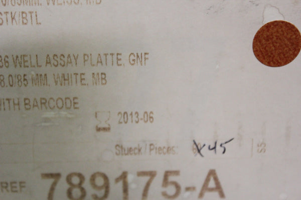 45 NEW GREINER BARCODED 1536 WELL ASSAY PLATE 789175-A EXP 2013