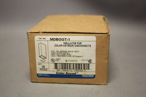 NEW LOT OF 10 THOMAS AND BETTS COLOR KEYED INSULATORS MDBOOT-1