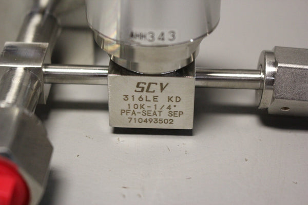 NEW SCV KITZ SCT DUAL 316 STAINLESS DIAPHRAGM VALVES PFA-SEAT 10K-1/4" 1/2"
