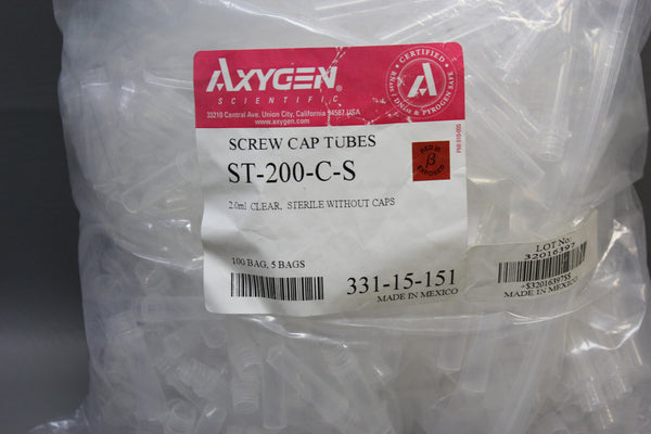 500 AXYGEN 2.0 mL Self Standing Conical Screw Cap Microcentrifuge Tube w Cap