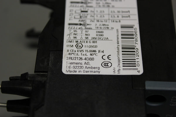 UNUSED SIEMENS SIRUIS THERMAL OVERLOAD RELAY 3RU2126-4DB0