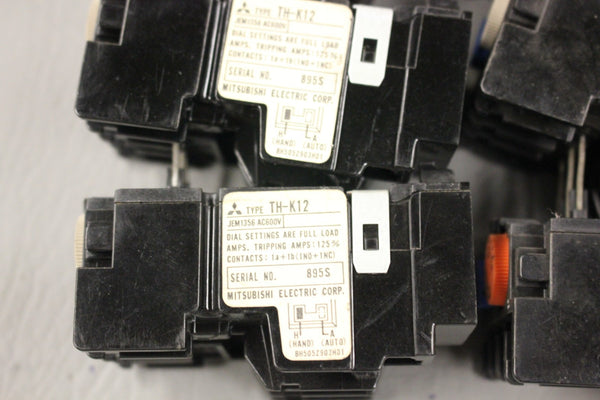 LOT OF 6 MITSUBISHI ELECTRIC THERMAL OVERLOAD RELAY TH-K12