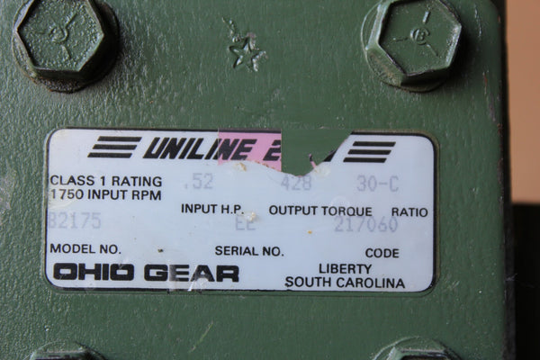OHIO GEAR RIGHT ANGLE GEAR REDUCER  B2175