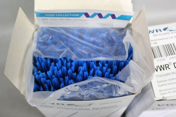 2 NEW CASES OF 600 VWR MULTIFUNCTION BLUE LABORATORY SPATULAS 80081-188