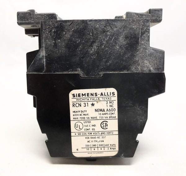 Siemens RCN31* Contactor Nema A600
