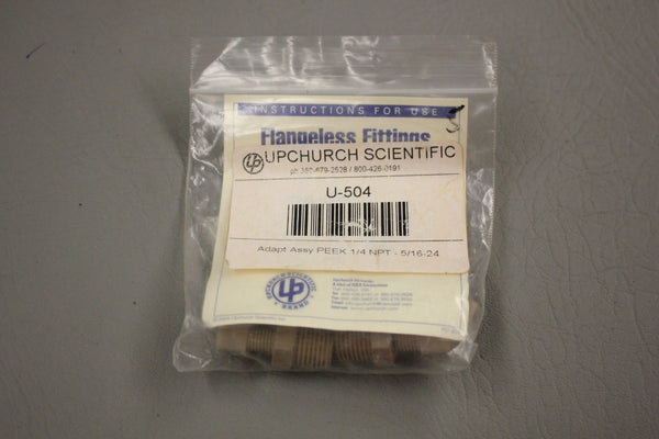 LOT OF 4 NEW UPCHURCH SCIENTIFIC U-504 ADAPTER PEEK 1/4 NPT