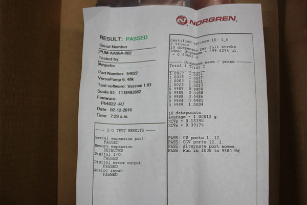 NEW NORGREN KLOEHN SYRINGE PUMP FOR AURORA TOC 54022