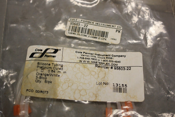 5 NEW COLE PARMER 6 PACK PLATINUM CURED SILICONE TUBING I.D. 0.64MM 95603-22