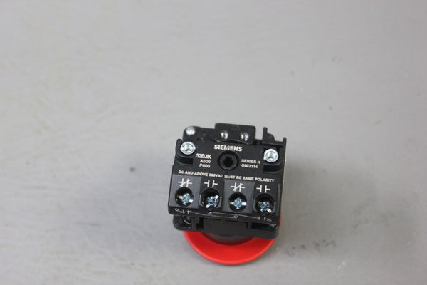 UNUSED SIEMENS BLACK MAX RED MUSHROOM HEAD EMERGENCY PUSHBUTTON 52BP2W2A