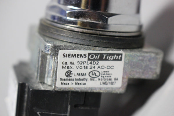 SIEMENS RED ILLUMINATED PILOT LIGHT 52PL4D2 W/52AAF