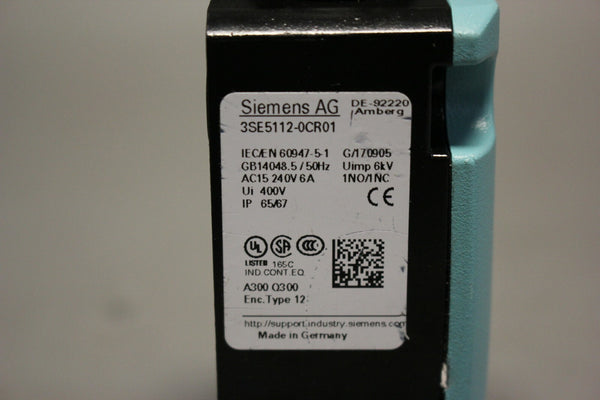 SIEMENS POSITION SWITCH METAL ENCLOSURE 3SE5112-0CR01