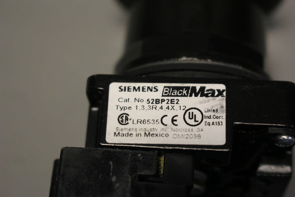 SIEMENS BLACKMAX ILLUMINATED RED MUSHROOM HEAD PUSH-PULL BUTTON 52BP2E2 W/52AAFE