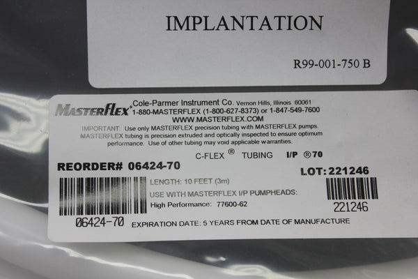 MASTERFLEX C FLEX TUBING 10 FEET 06424-70 SEALED