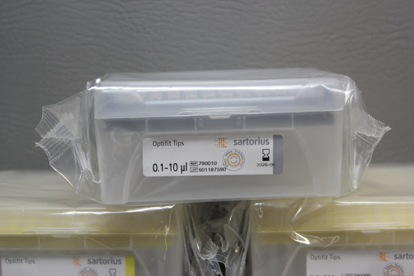 LOT OF 5 RACKS SARTORIUS OPTIFIT TIPS MISC SIZES 0.1-10, 0.5-200, 10-1000 UL