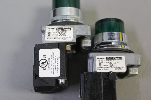 LOT OF 2 SIEMENS 52PL4HX PILOT BUTTON GREEN LED
