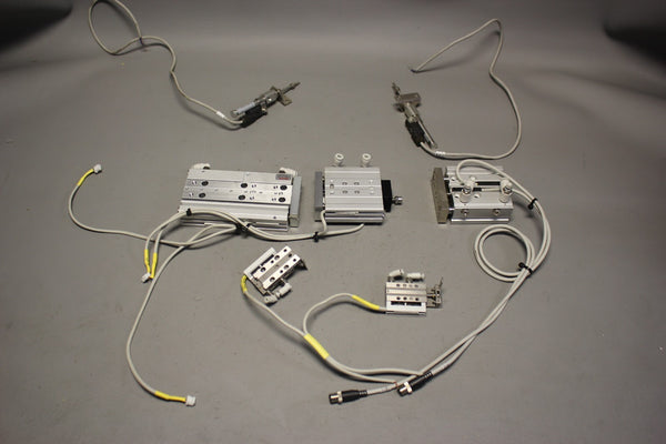 LOT OF 7 REXROTH & SMC PNEUMATIC CYLINDERS/SLIDES