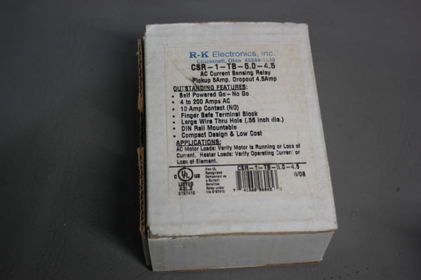 NEW RK CSR-1-TB-5.0-4.5  AC CURRENT SENSING RELAY